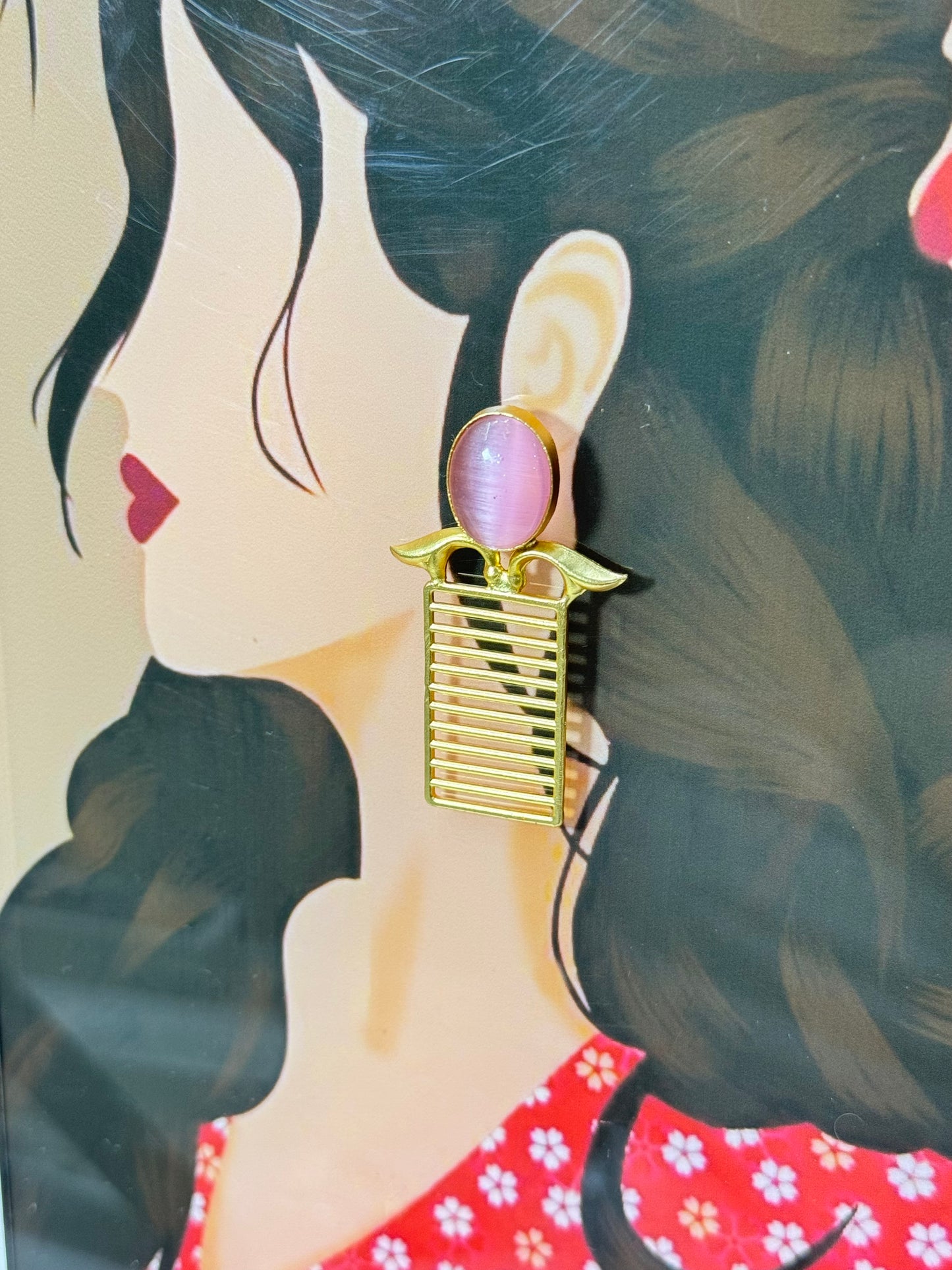 Pink Geometric Statement Earrings