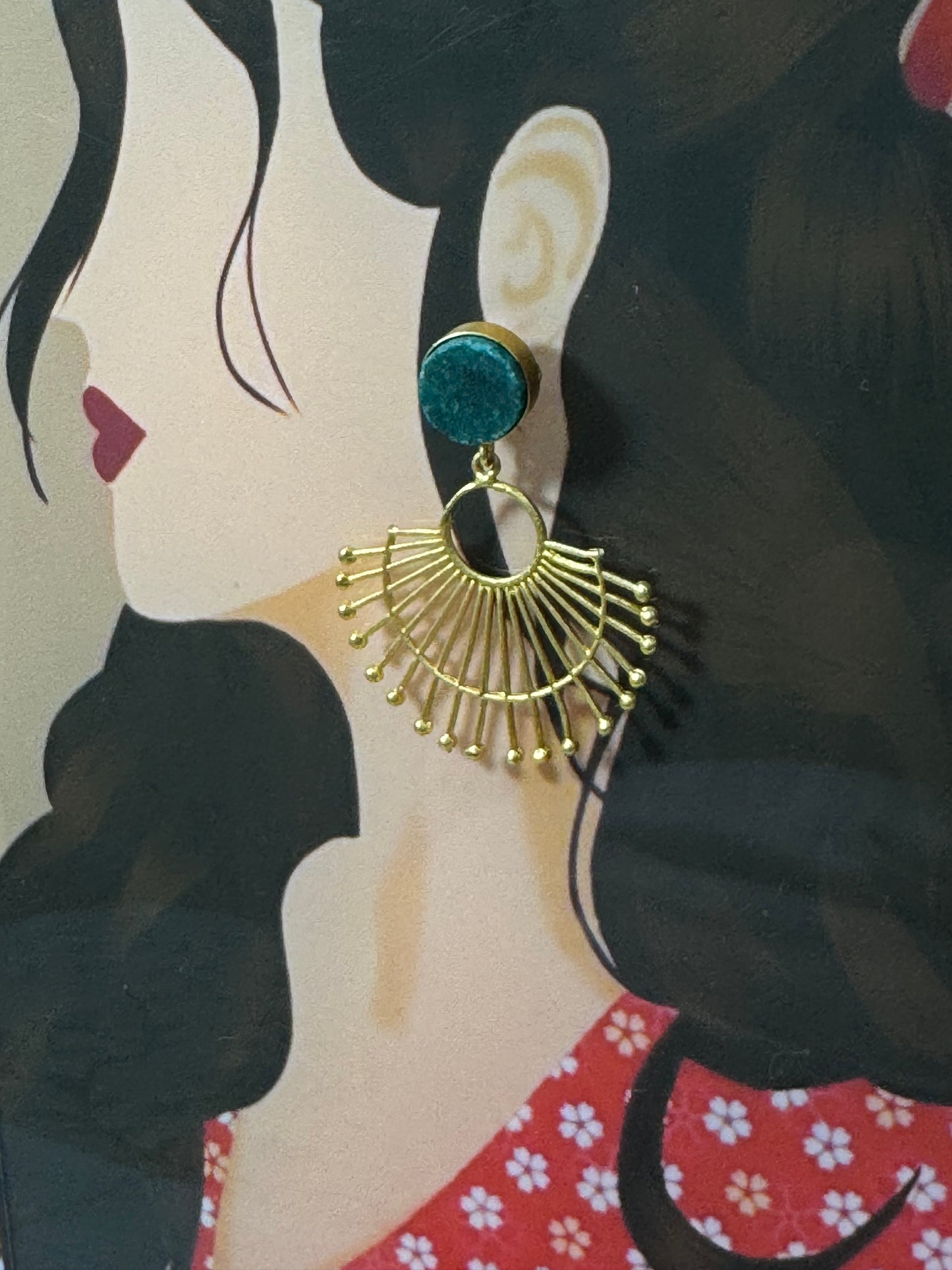 Emerald Druzy Earrings