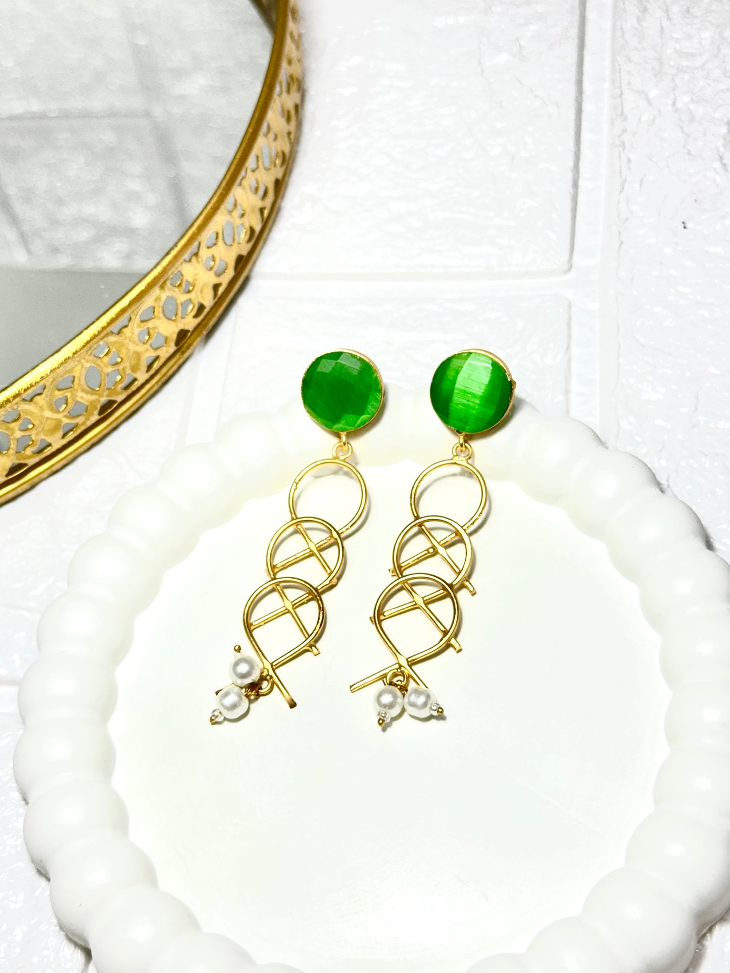 Emerald Twirl Earrings