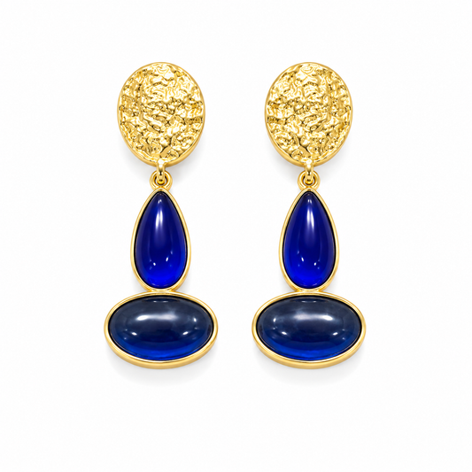 Royal Hammered Disc Drop Earrings