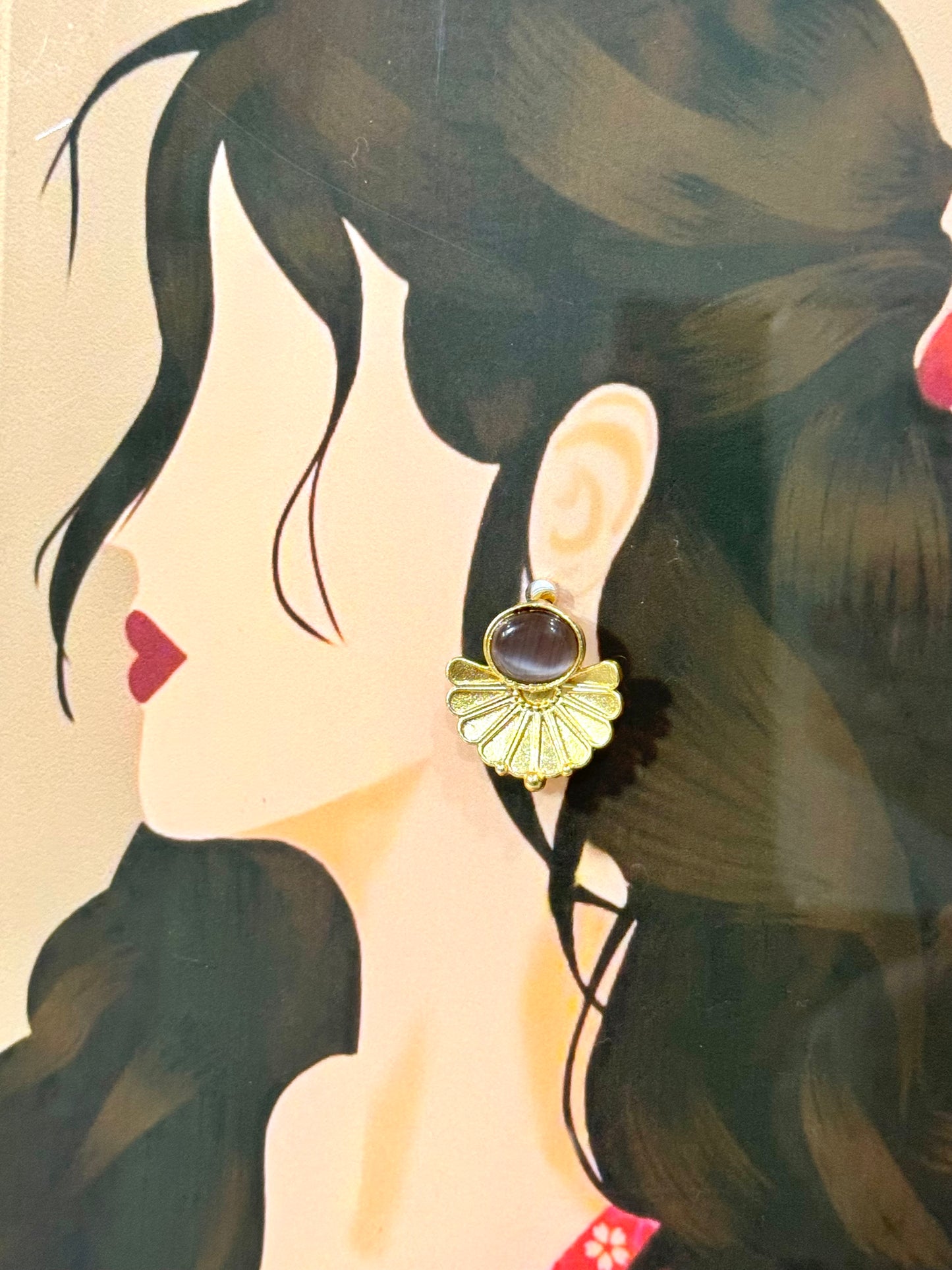 Grey Floral Earrings