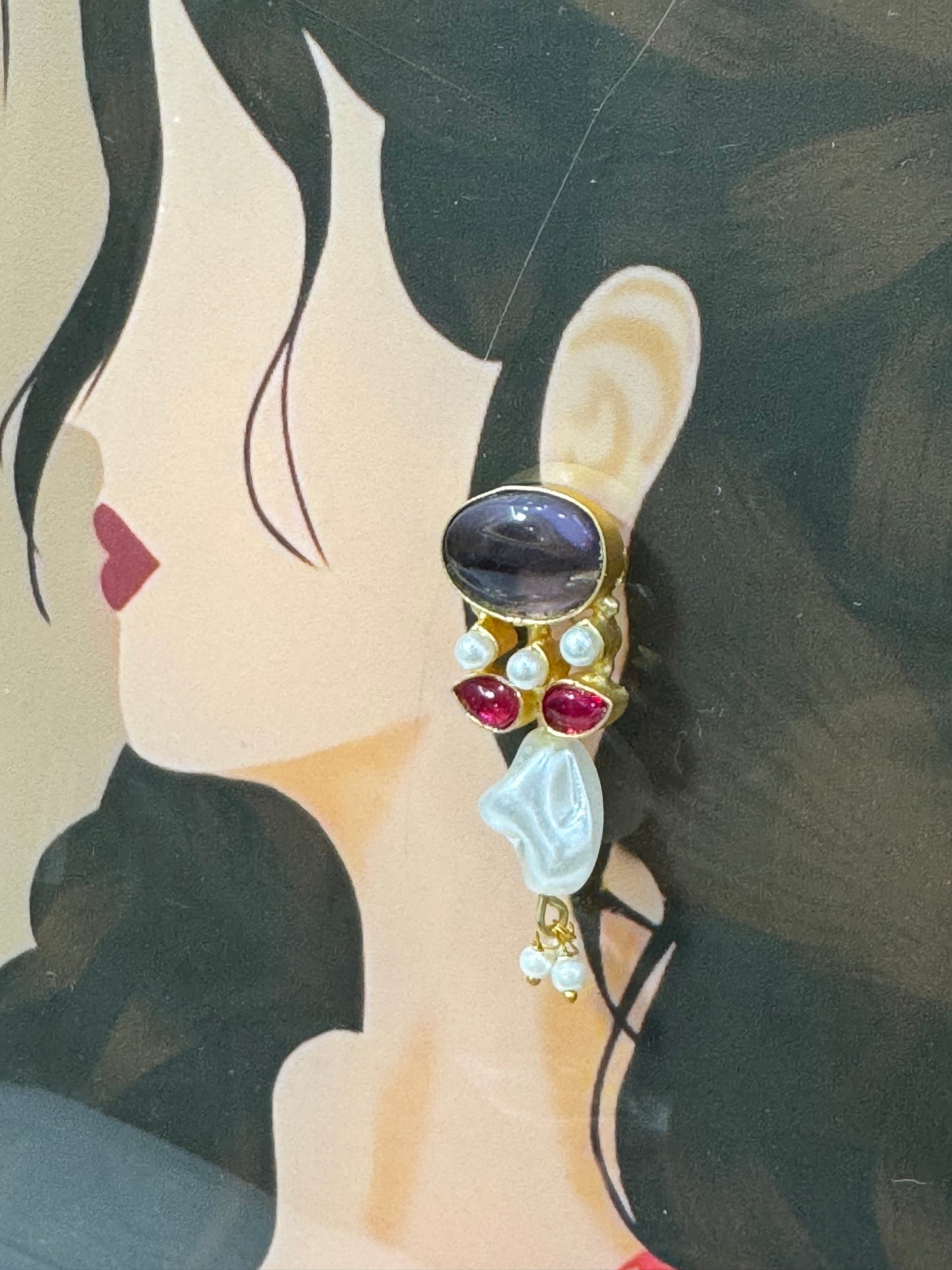 Purple Oval Earrings