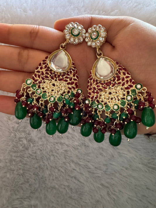 Green Polki Earrings