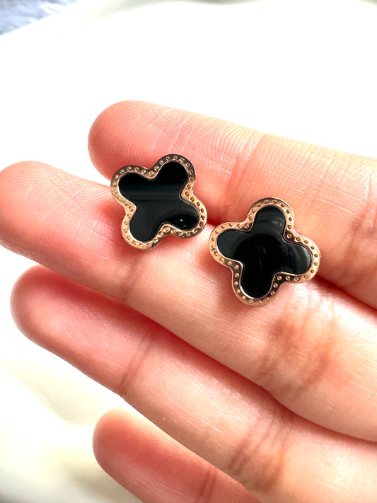 Anti Tarnish Rose Gold Clover Studs