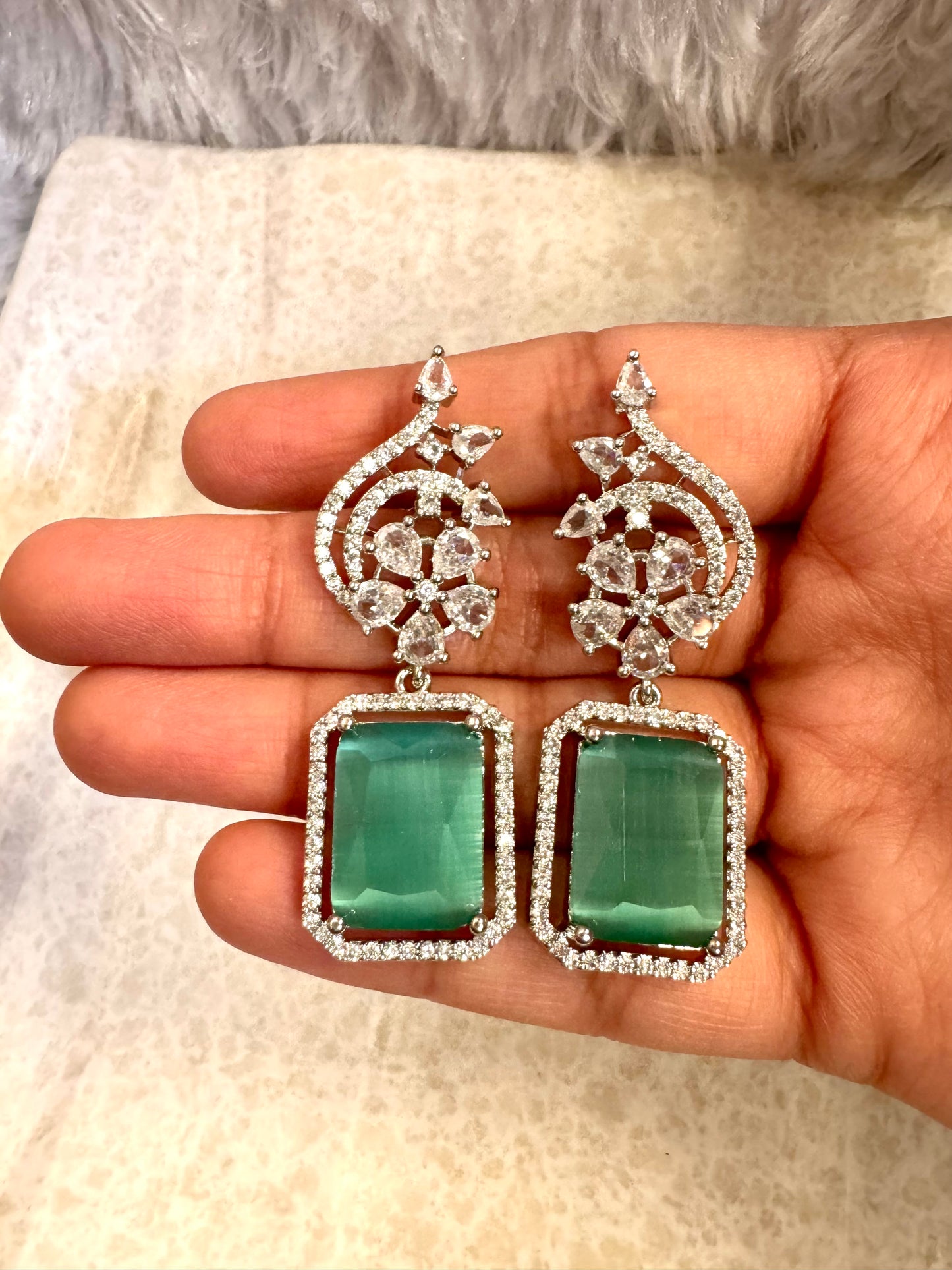 Matte teal twinkle Earrings