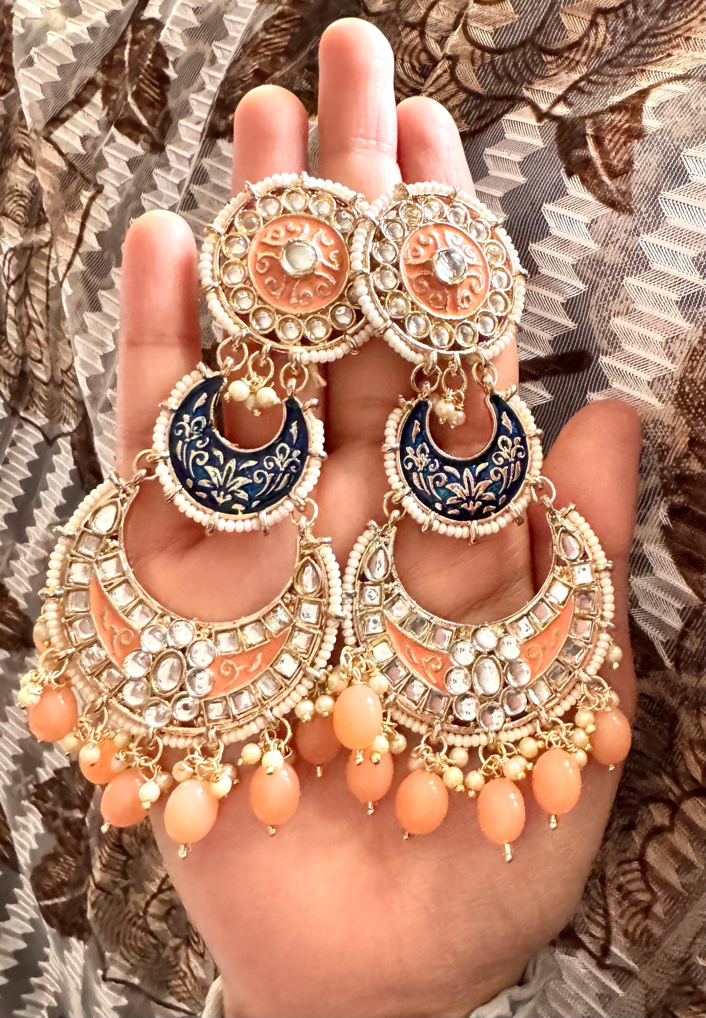 Peach Roshni Chandbaali