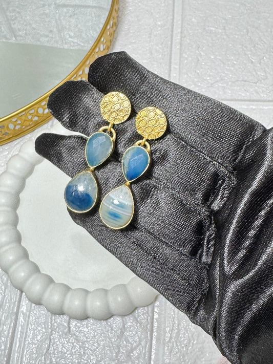 Denim Natural Stone Earrings
