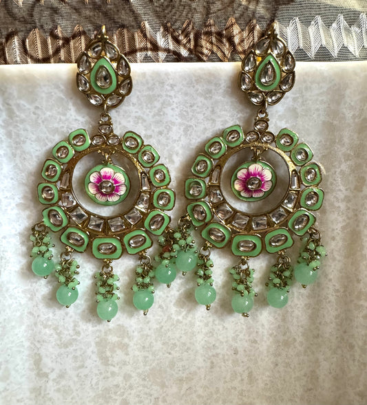 Green Kundan Earrings