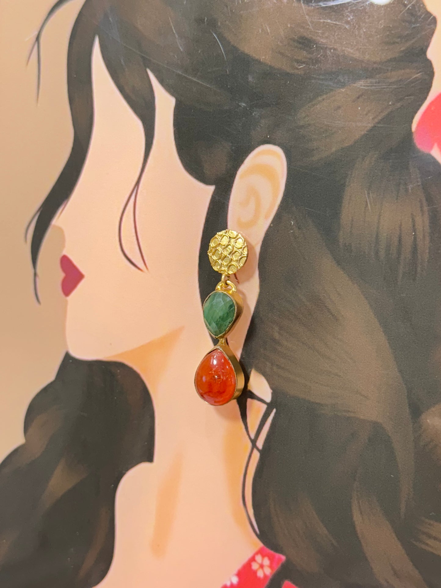 Multicolour Natural Stone Earrings