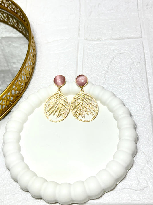 Pink Frond Earrings