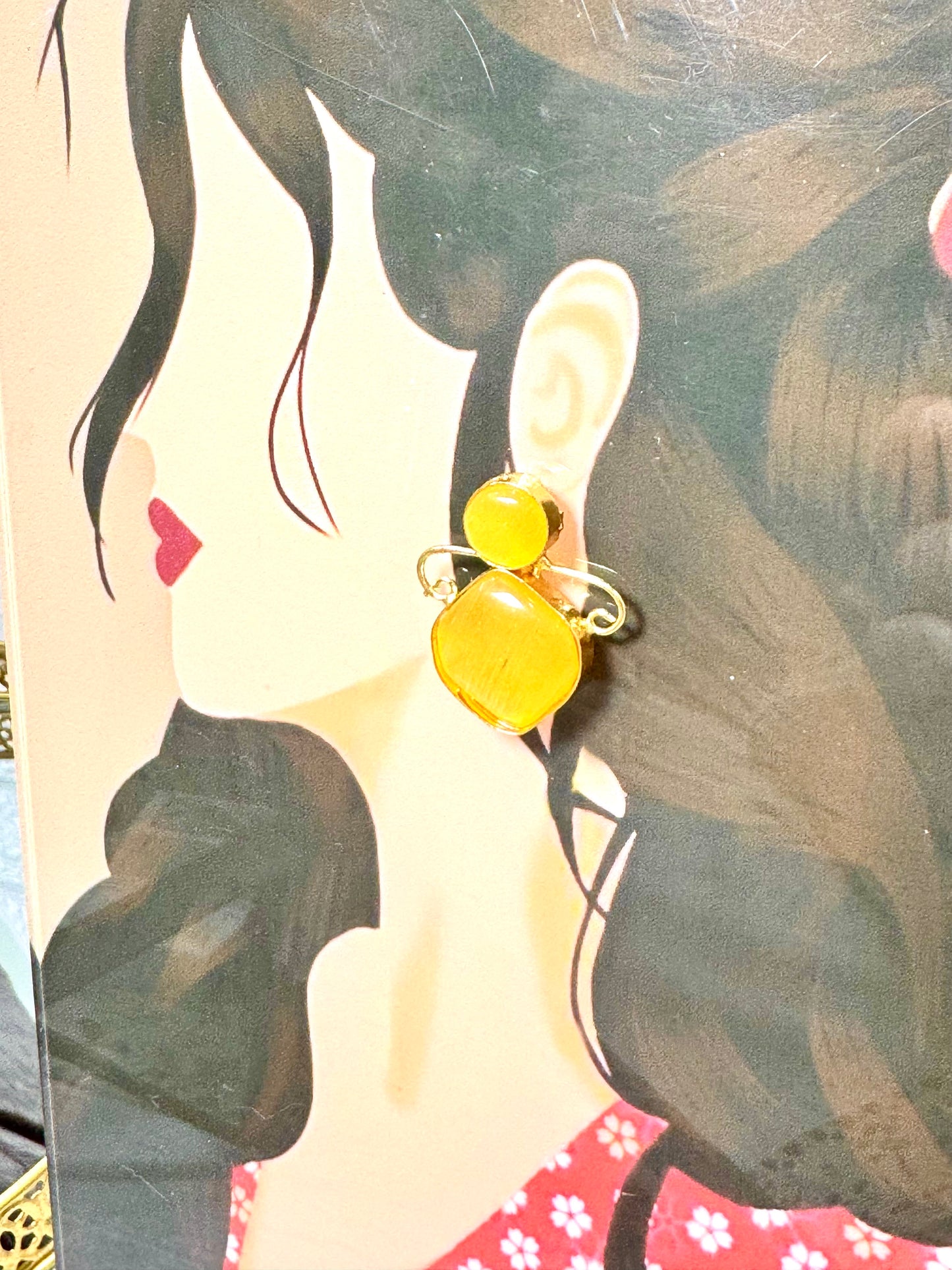 Yellow Charm Studs