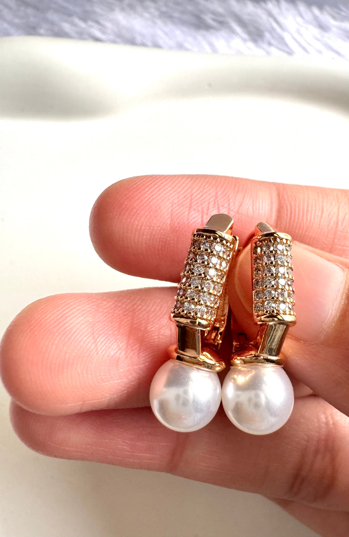 Anti Tarnish Pearl Drop Hoops