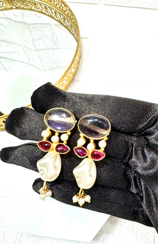 Purple Oval Earrings