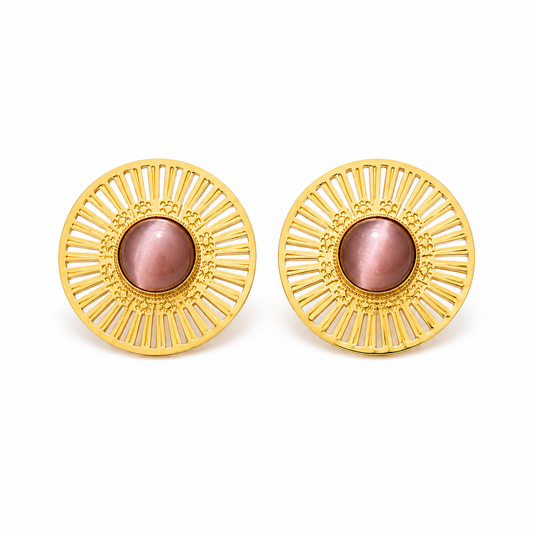 Pink Mandala Statement Studs