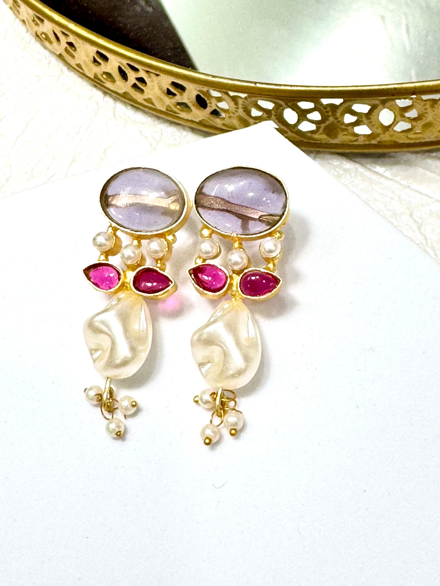 Purple Oval Earrings