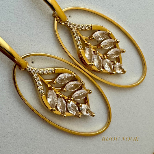 Anti Tarnish Oval Drop Earrings