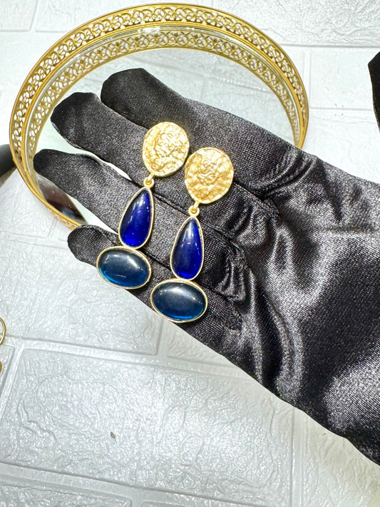 Royal Hammered Disc Drop Earrings