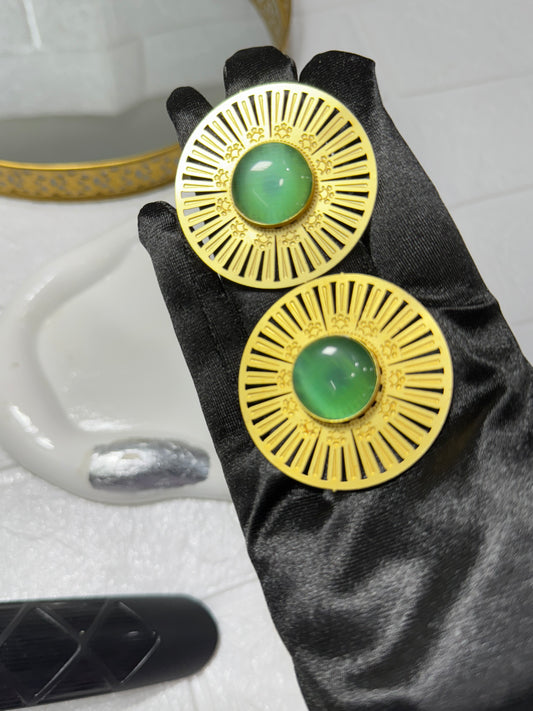 Jade Mandala Statement Studs