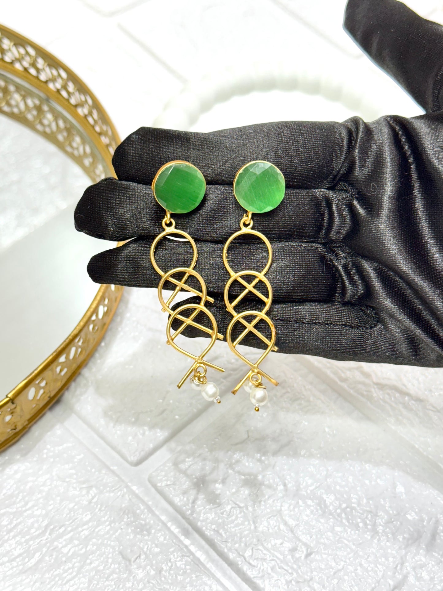 Emerald Twirl Earrings