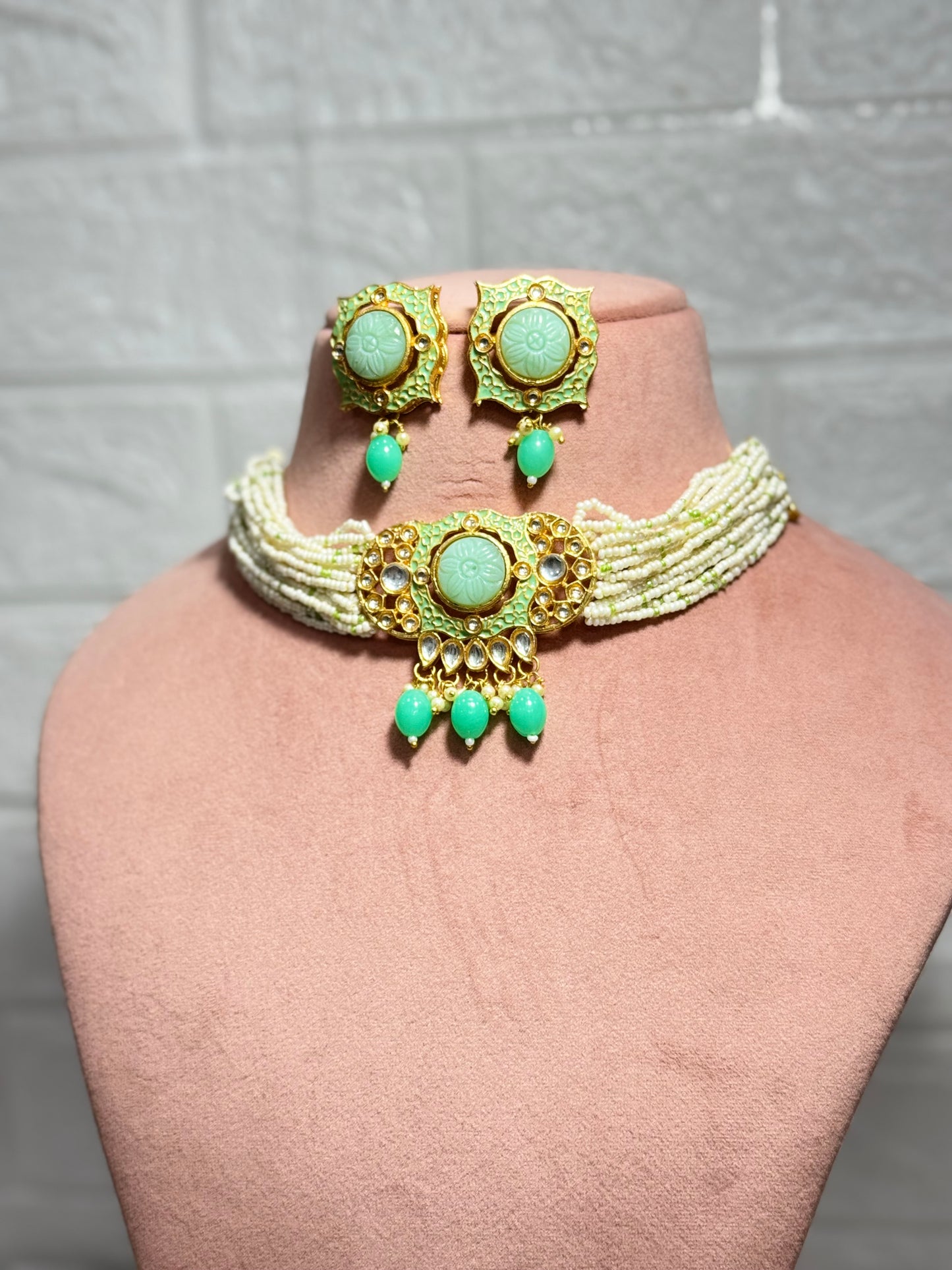 Mint Kundan Necklace