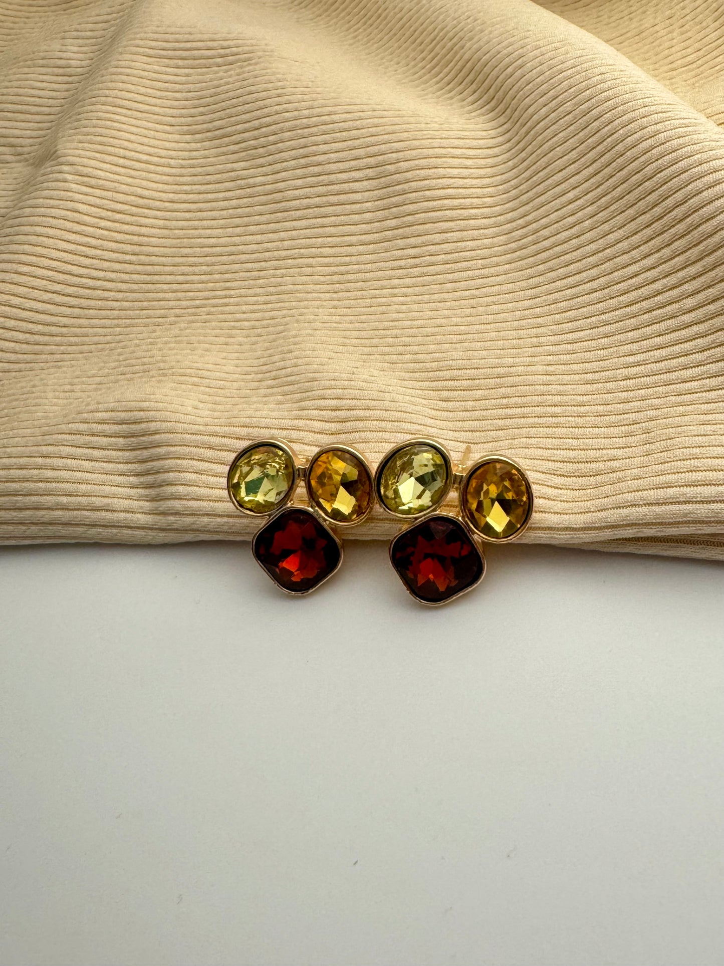 Olive & Ruby Stone Earrings