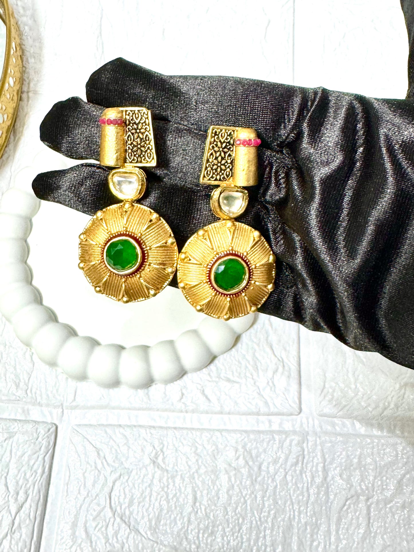 Emerald Mandala Earrings