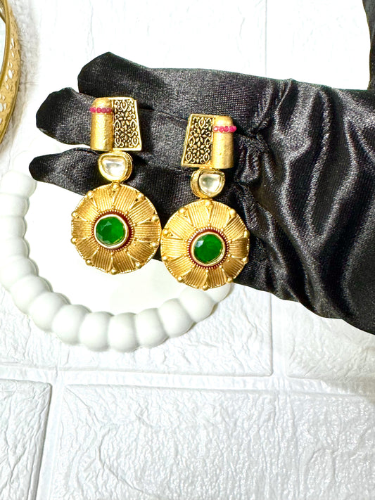 Emerald Mandala Earrings