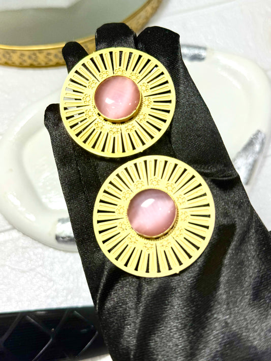 Pink Mandala Statement Studs