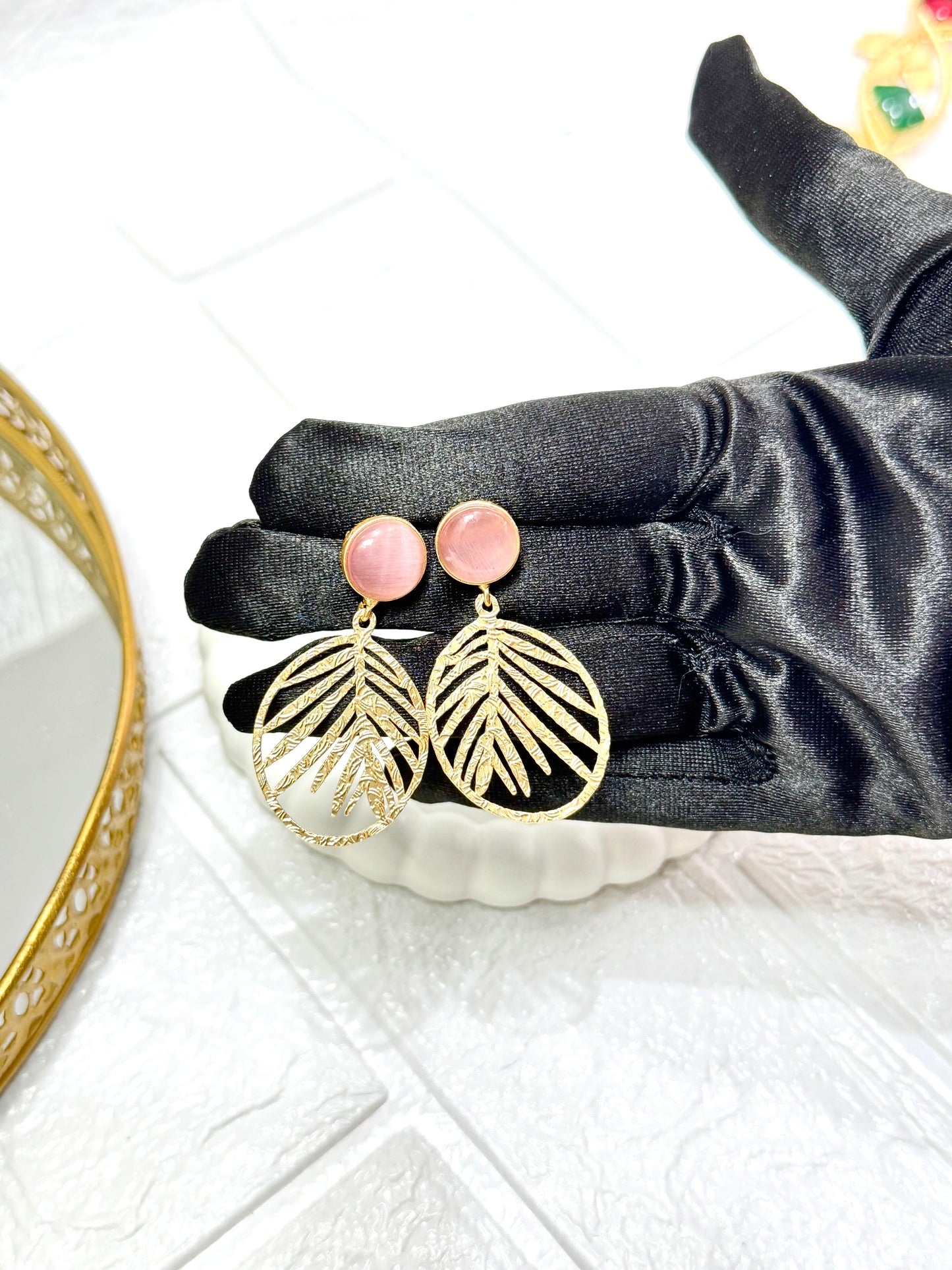 Pink Frond Earrings