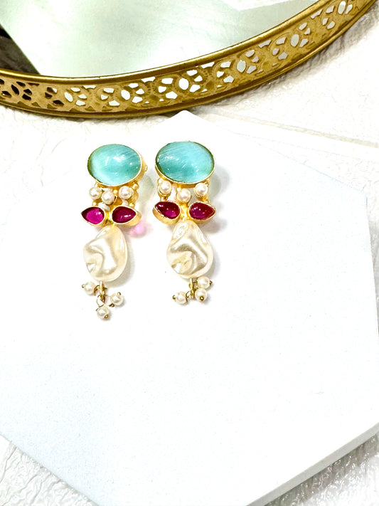 Blue Oval Earrings