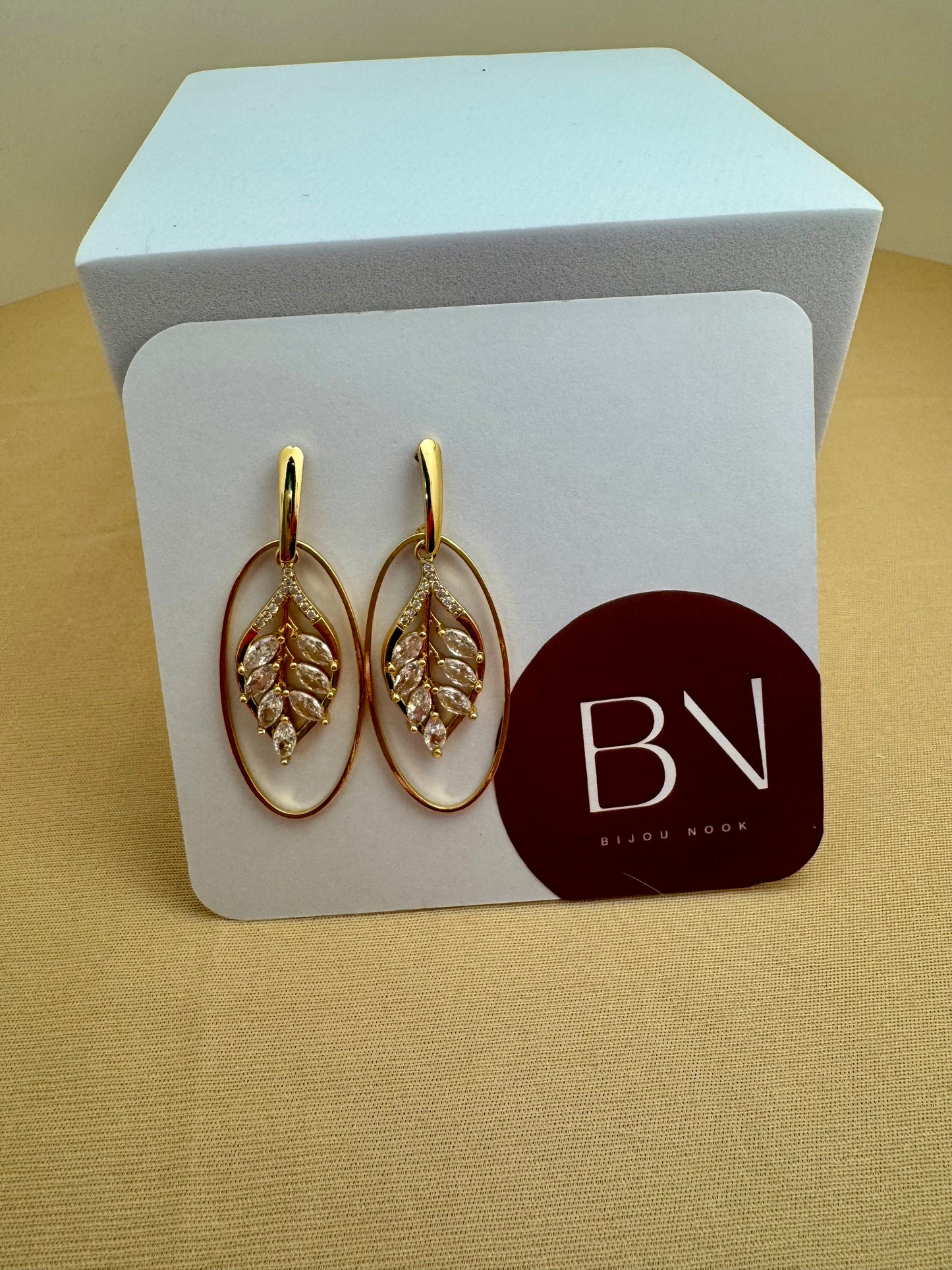 Anti Tarnish Oval Drop Earrings