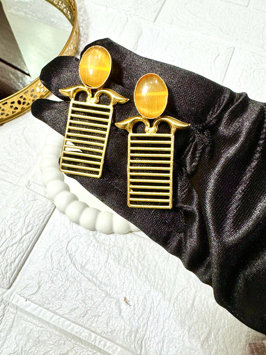 Yellow Geometric Statement Earrings
