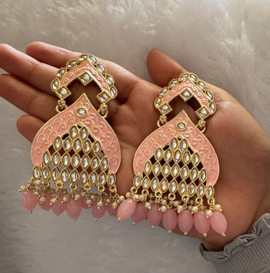 Pink Jharokha Earrings