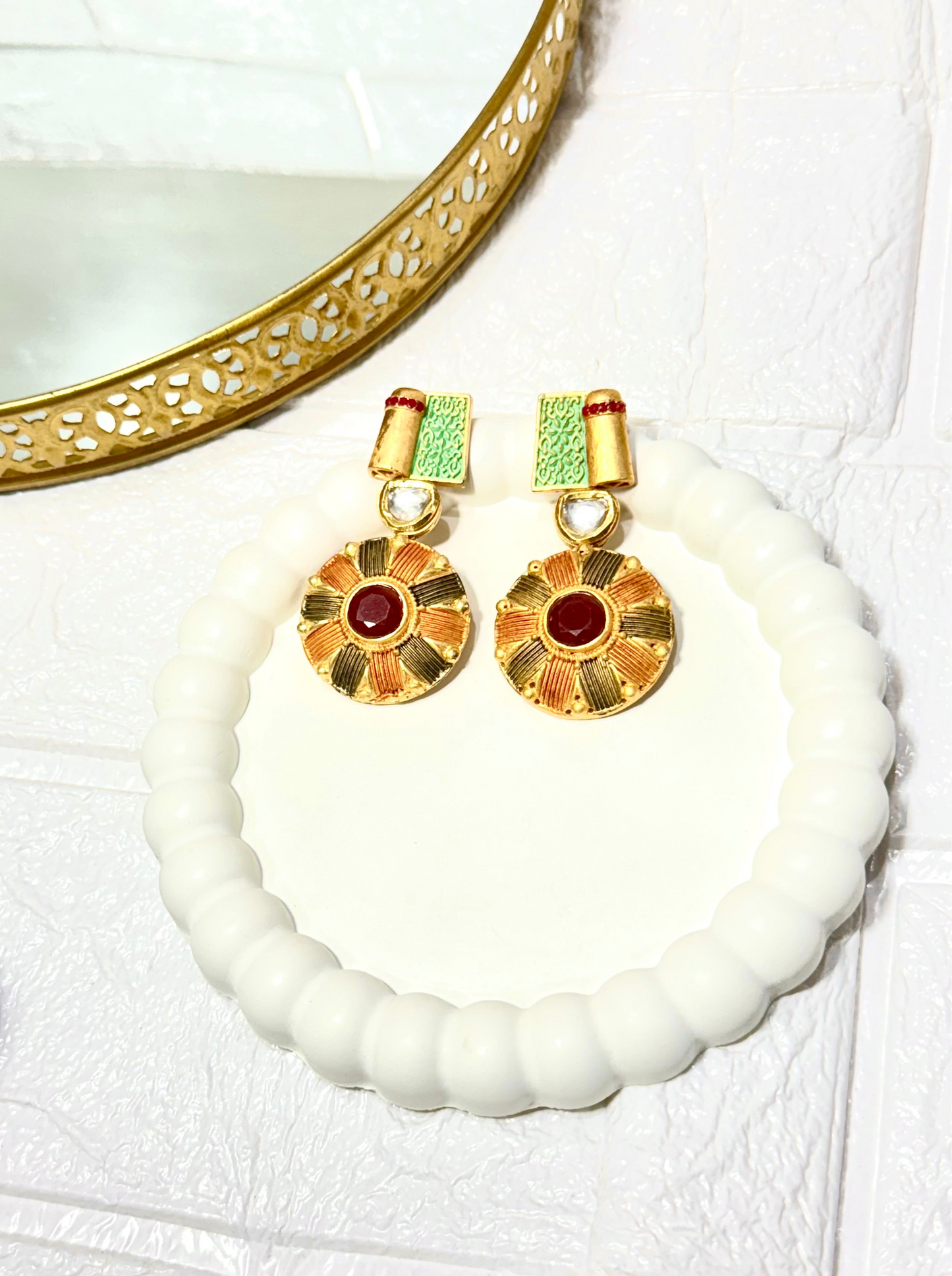 Ruby Mandala Earrings