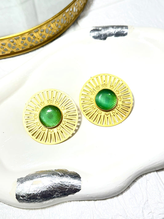 Jade Mandala Statement Studs