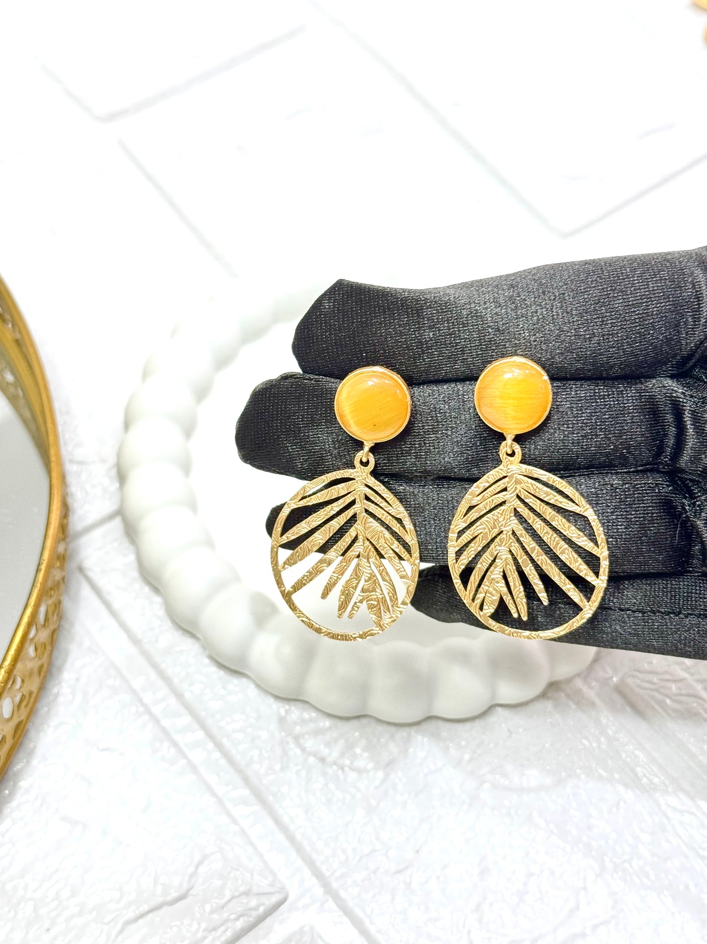 Yellow Frond Earrings