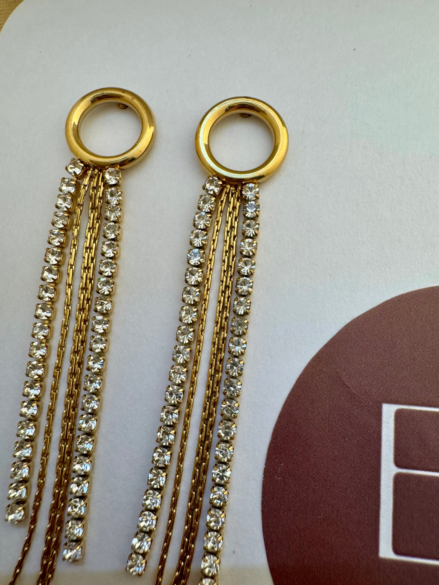 Anti Tarnish Crystal Tassel Drop Earrings