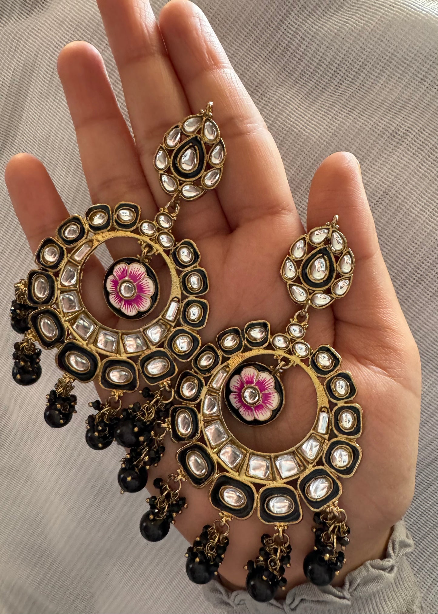 Black Kundan Earrings