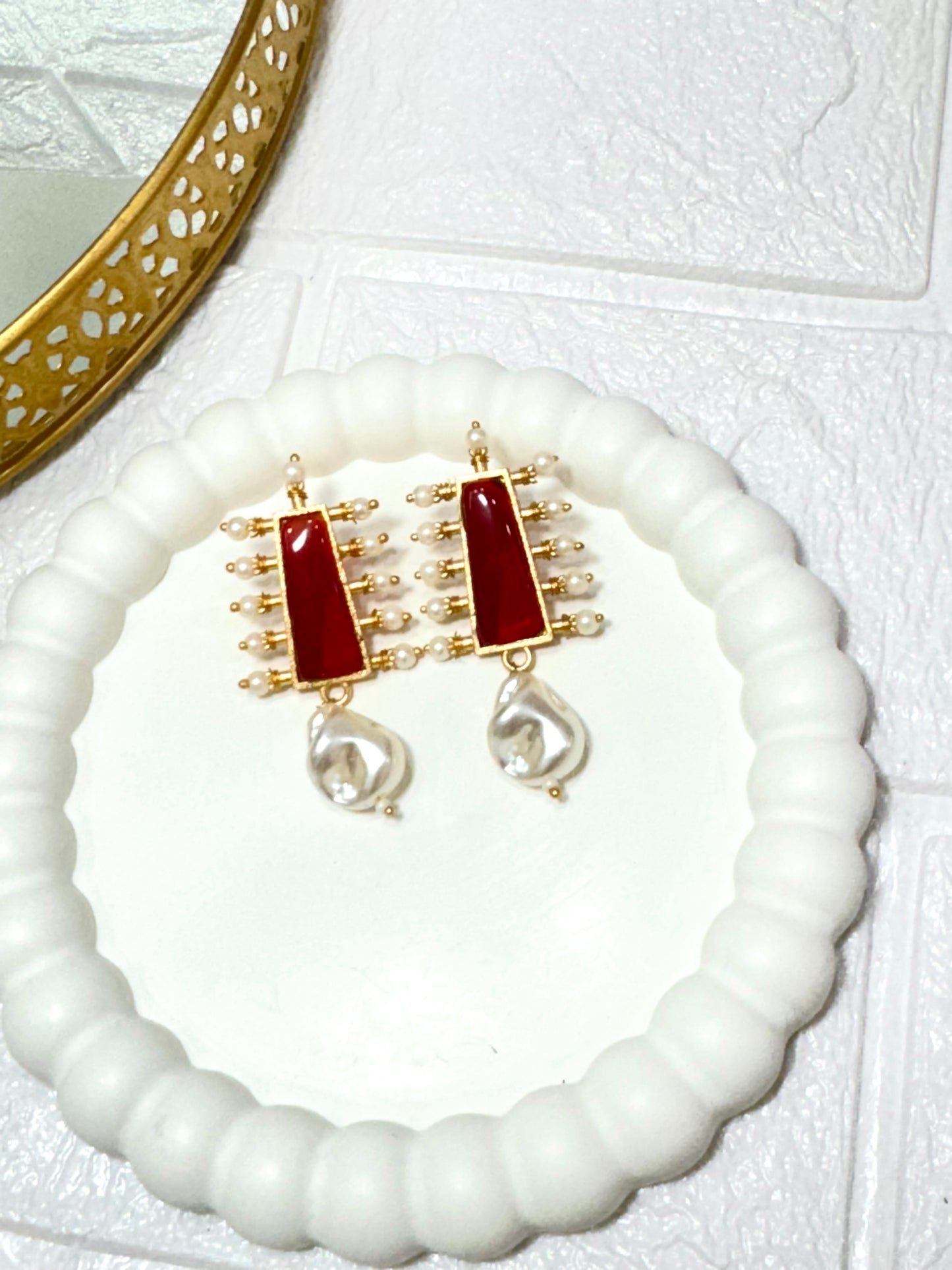 Ruby Linear Drop Earrings