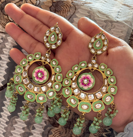 Green Kundan Earrings