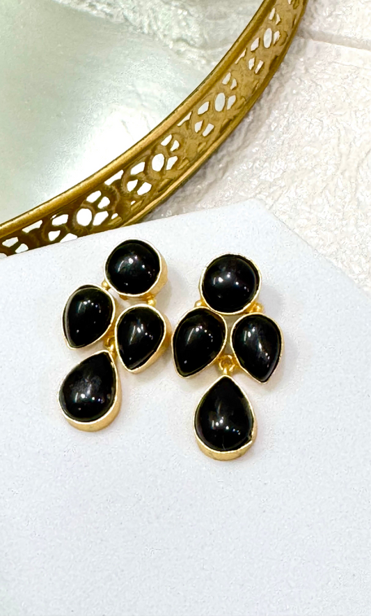 Black Multi-Drop Earrings