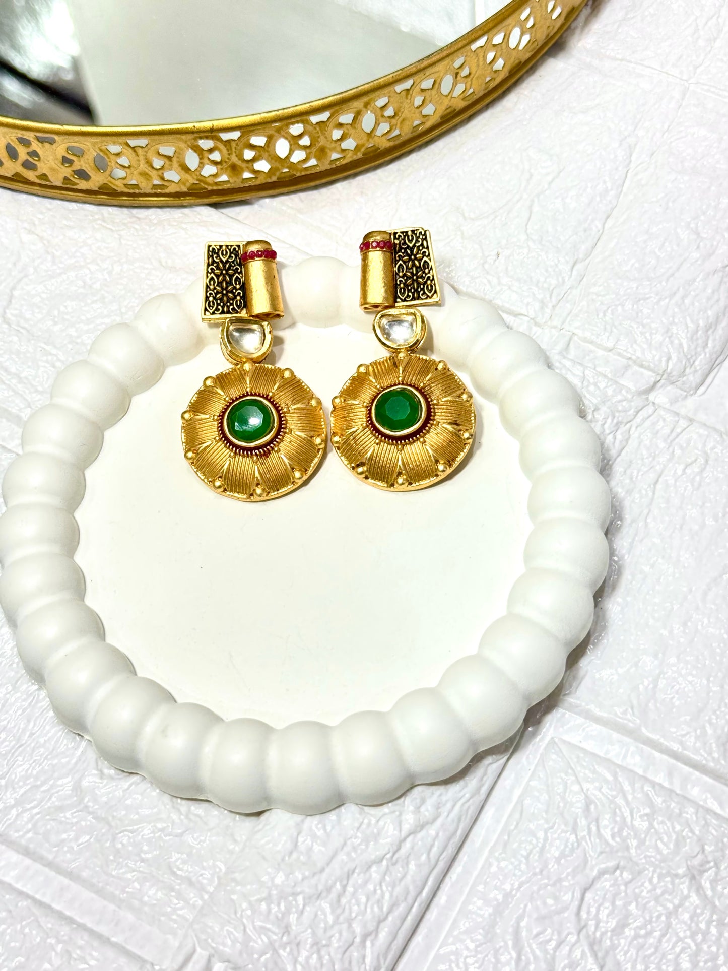 Emerald Mandala Earrings
