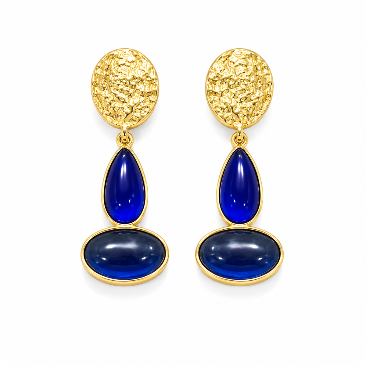 Royal Hammered Disc Drop Earrings