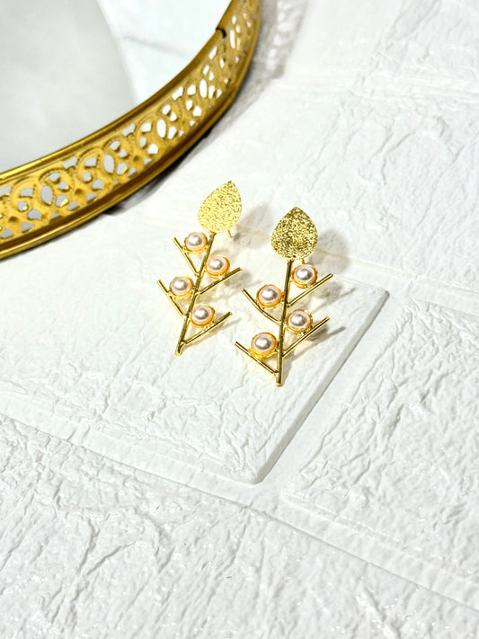 Pearl Leaf Earrings