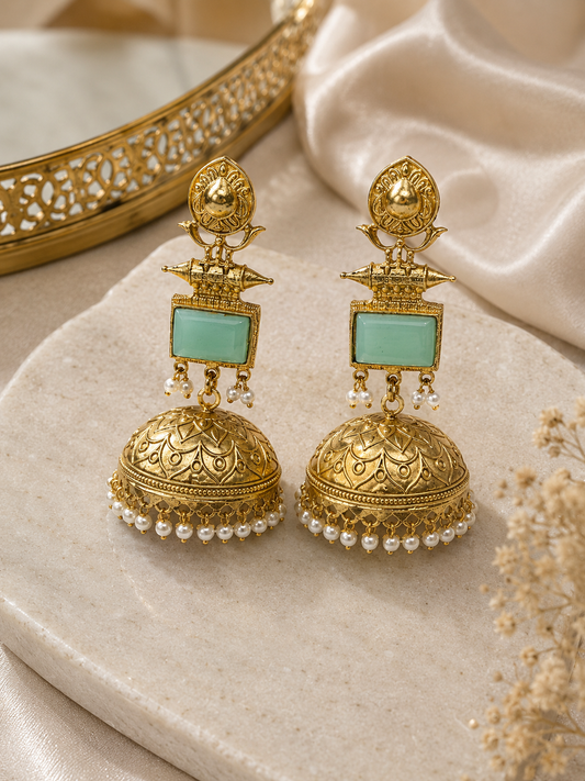 Green Stone Jhumka