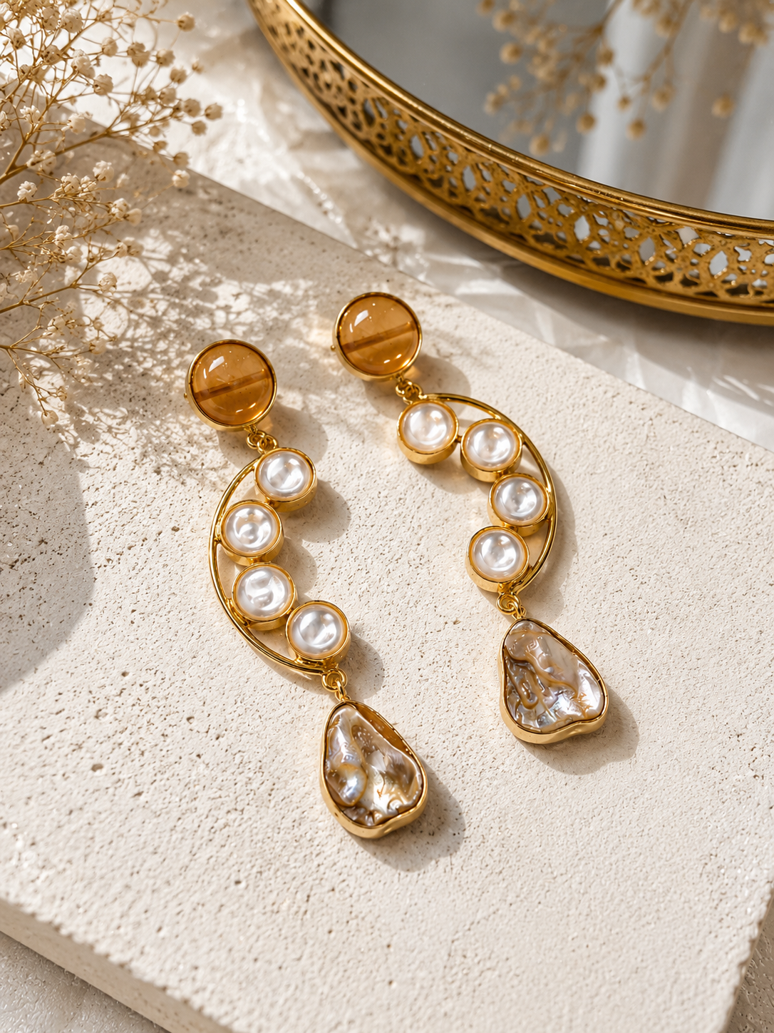 Orange Ornate Earrings