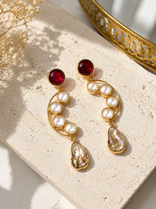 Ruby Ornate Earrings