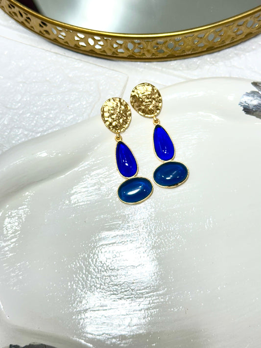 Royal Hammered Disc Drop Earrings