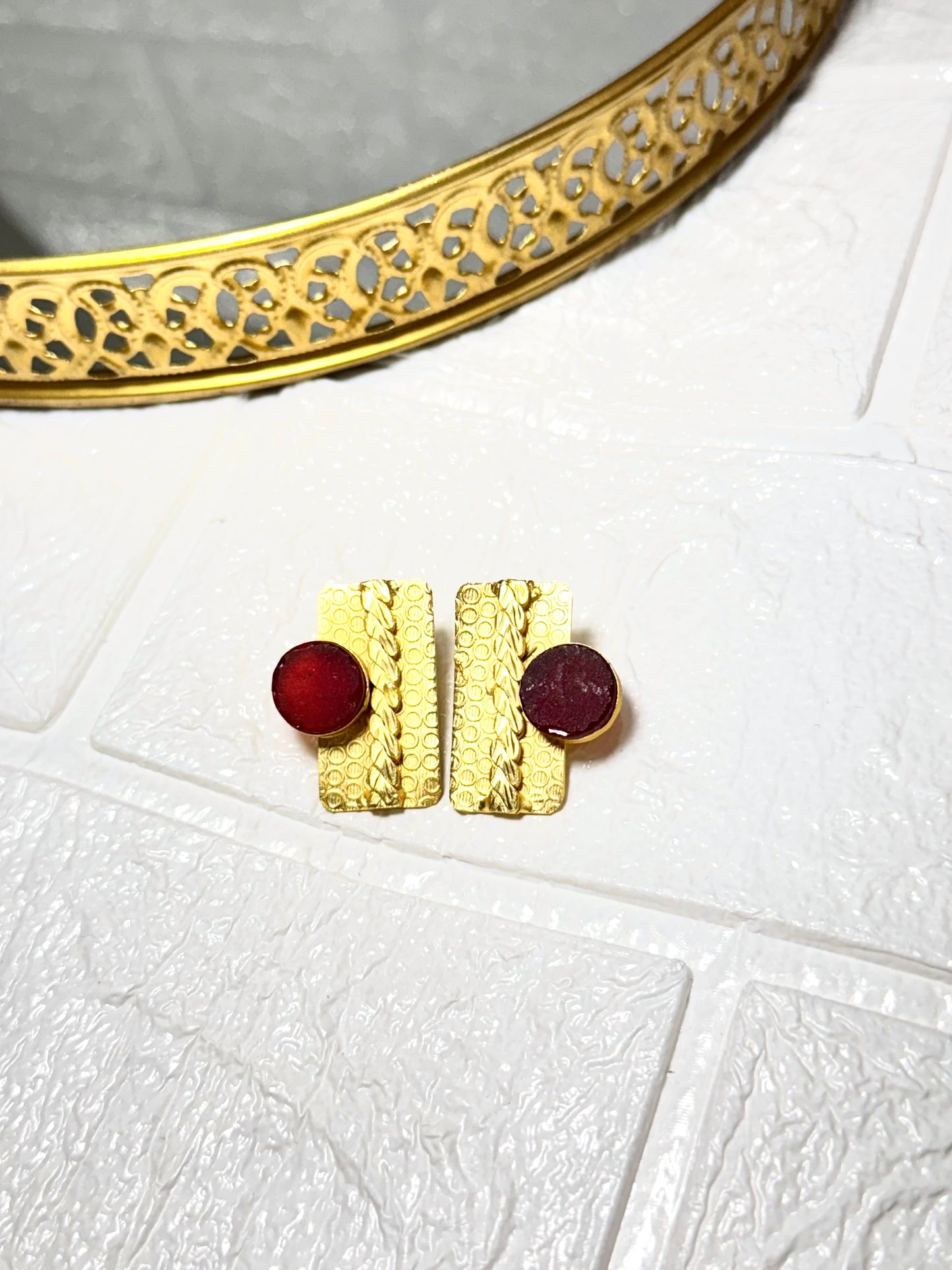 Ruby Rectangular Studs