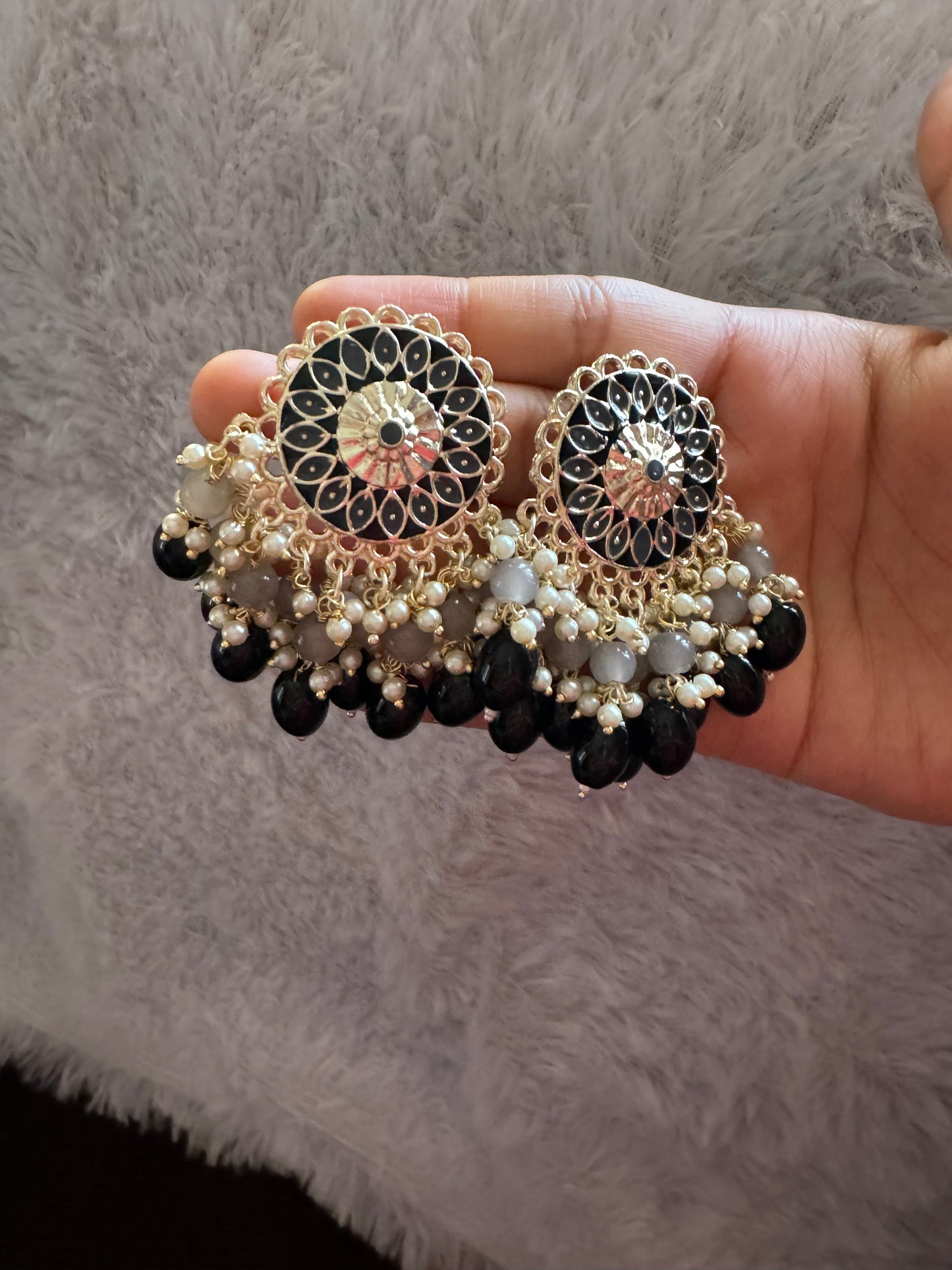 Black Enamelled Earrings